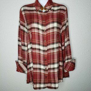 Mely New York Maroon Plaid Blouse - S